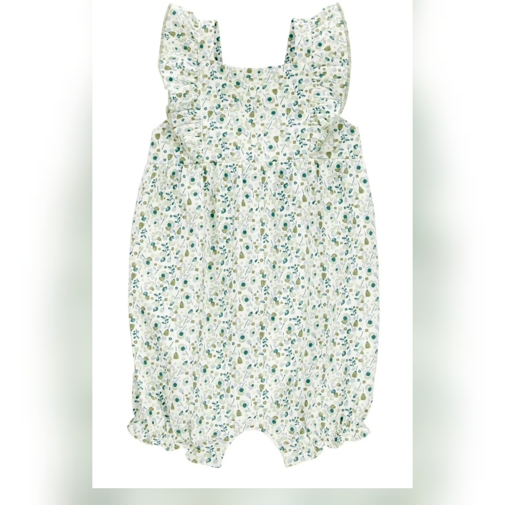 Floral Baby Romper with Ruffle Sleeves ~12M